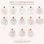 Pendentif personnalisé en acier inoxydable – Gravure Line Art & texte personnalisé