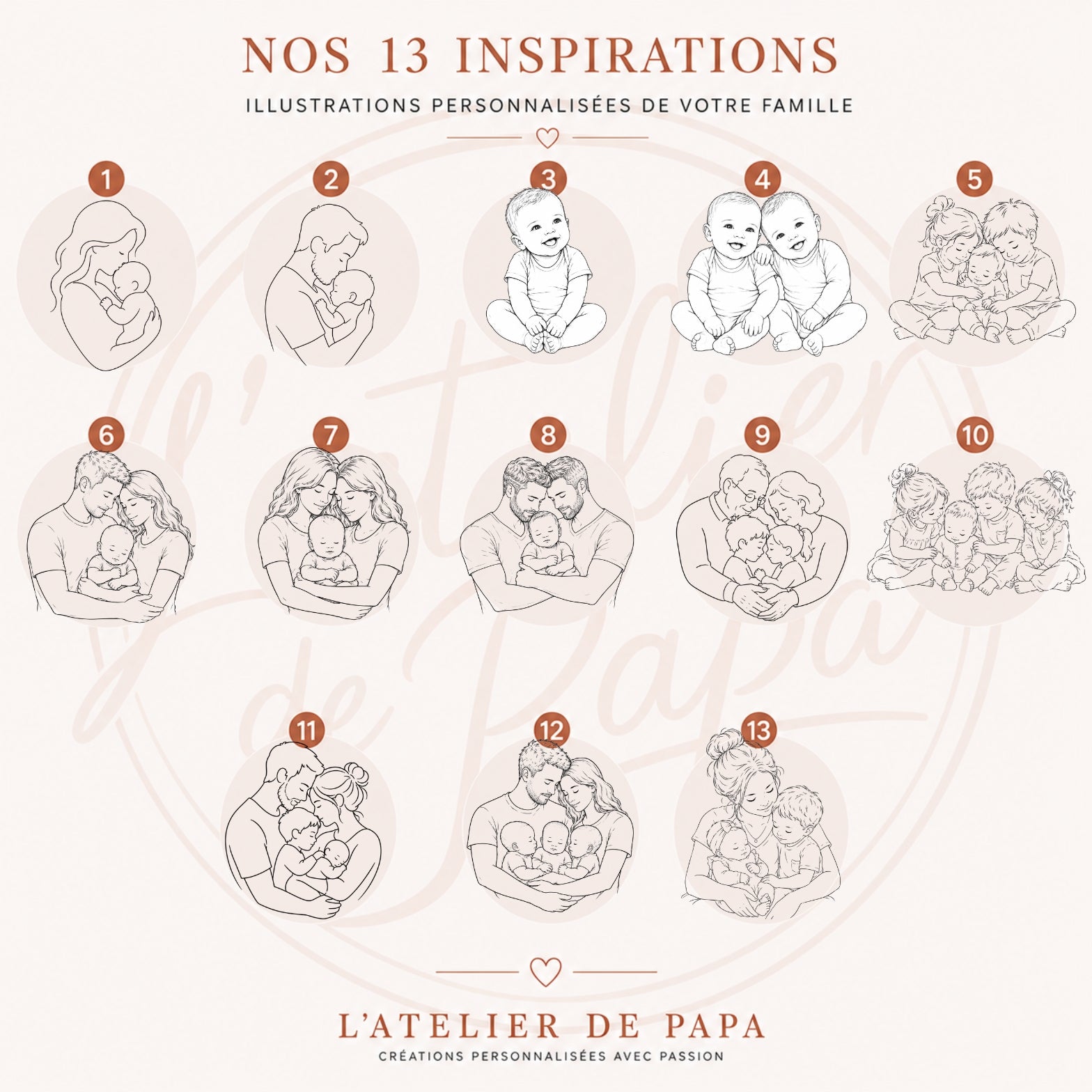 Pendentif personnalisé en acier inoxydable – Gravure Line Art & texte personnalisé