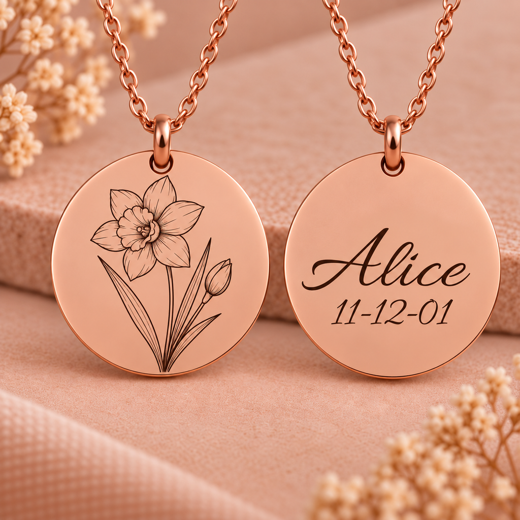 🌸 Pendentif Fleur de Naissance personnalisé