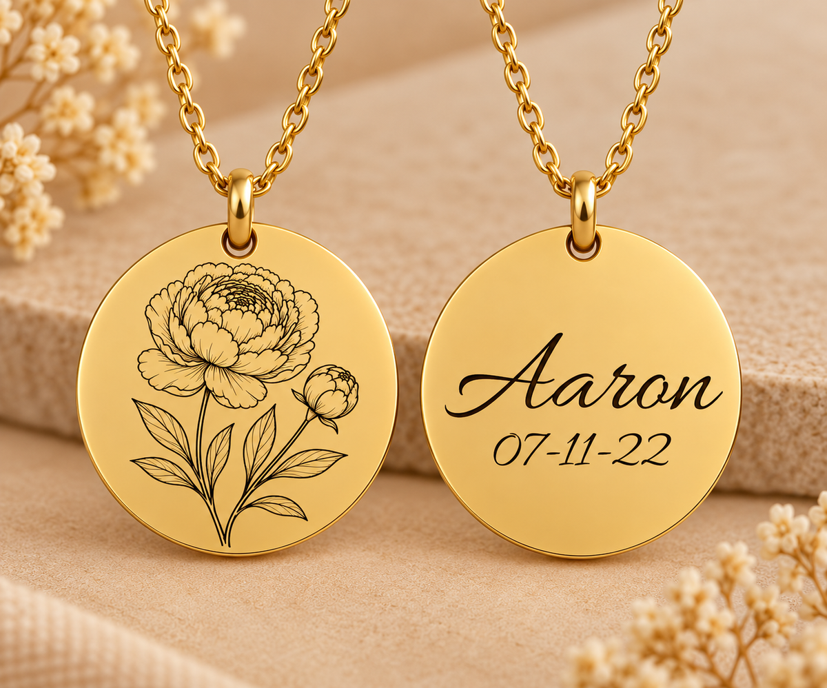 🌸 Pendentif Fleur de Naissance personnalisé