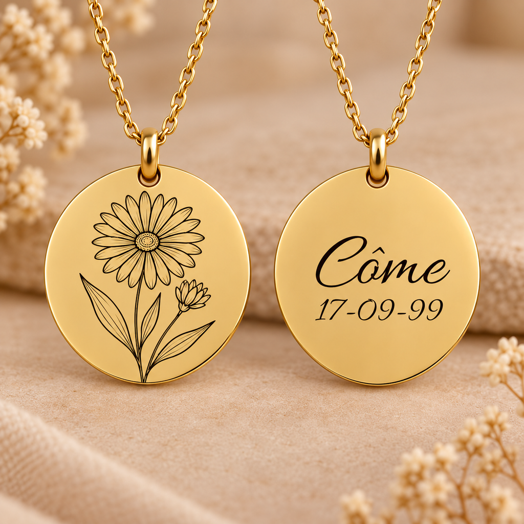 🌸 Pendentif Fleur de Naissance personnalisé