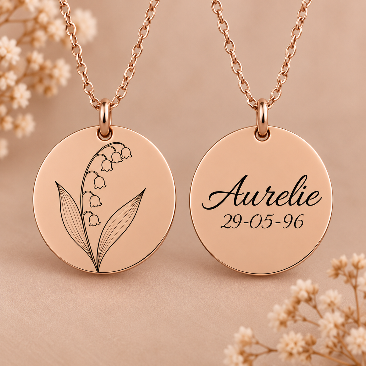🌸 Pendentif Fleur de Naissance personnalisé