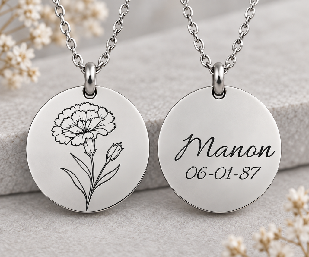 🌸 Pendentif Fleur de Naissance personnalisé