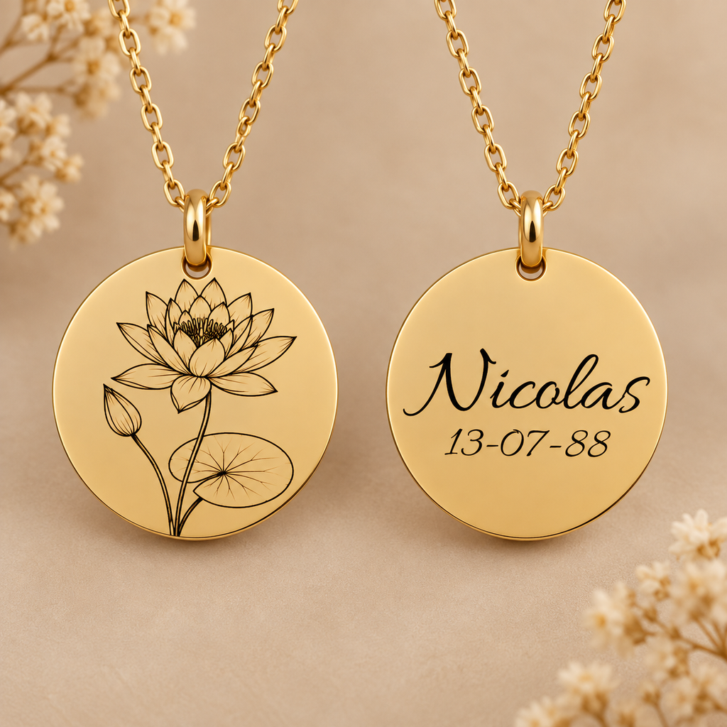 🌸 Pendentif Fleur de Naissance personnalisé