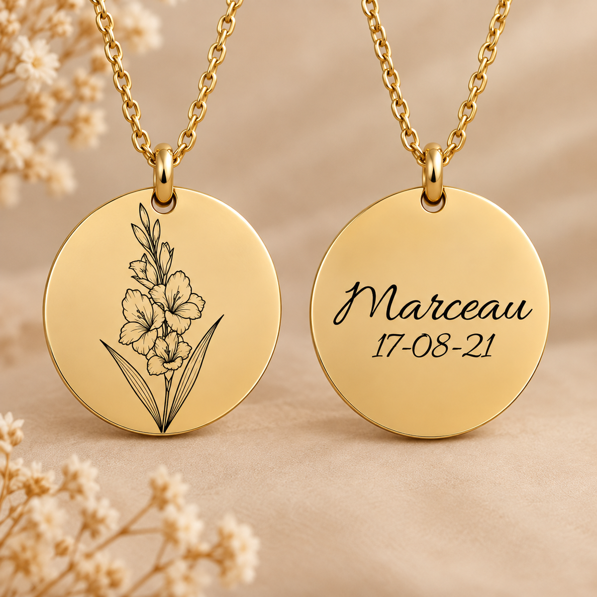 🌸 Pendentif Fleur de Naissance personnalisé
