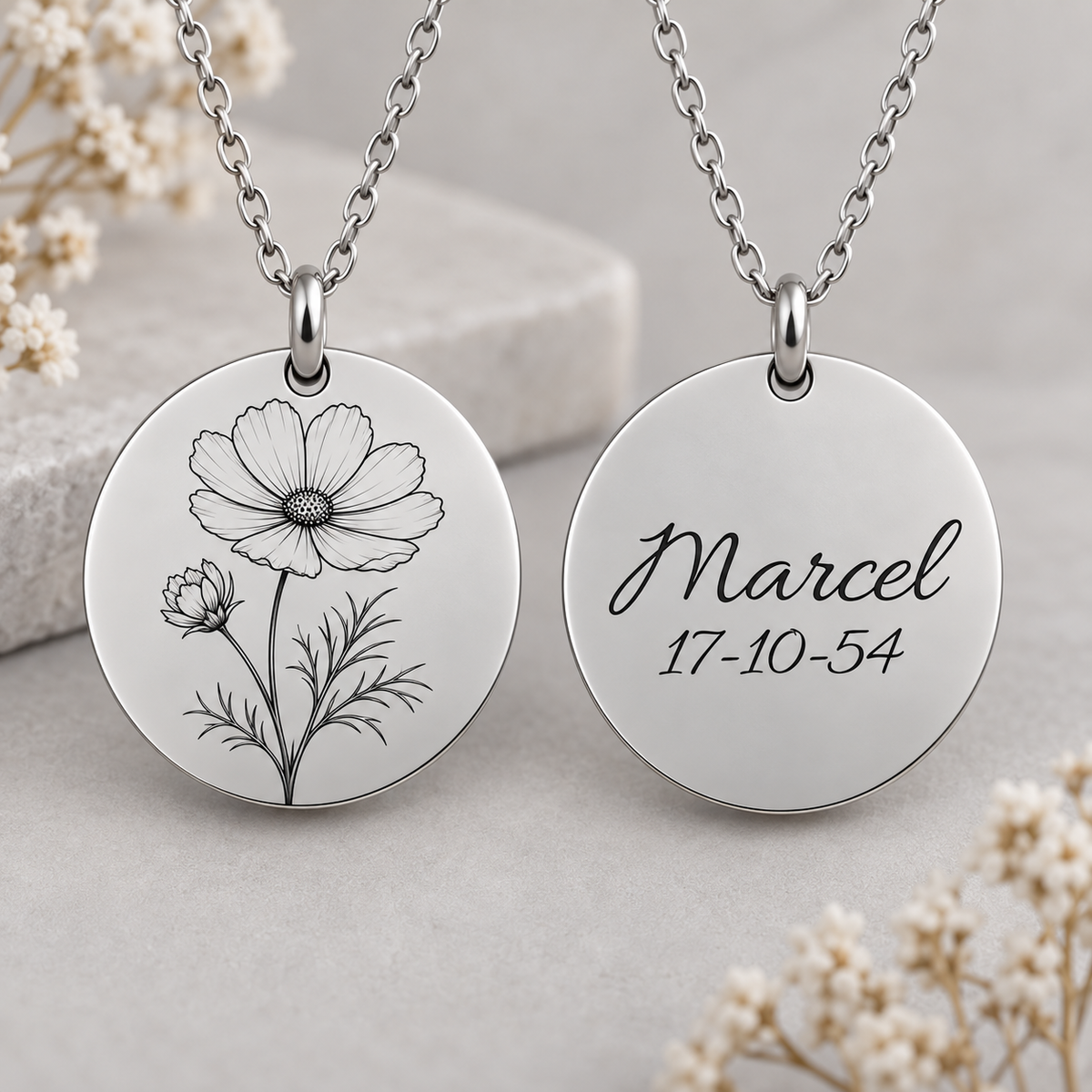 🌸 Pendentif Fleur de Naissance personnalisé