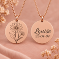 🌸 Pendentif Fleur de Naissance personnalisé